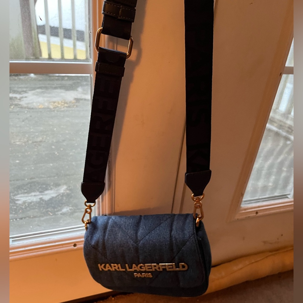 Karl Lagerfeld Denim Blue Messenger Bag - Picture 6 of 12